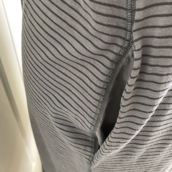 J.Crew Factory Gray Stripe Sleeveless Cotton Pocket Dress Notch Neck Small - Picture 7 of 15